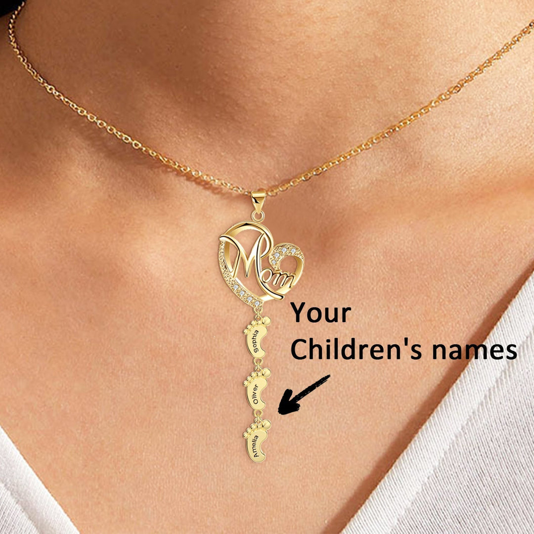 Persenalized S925 Mother's Day Necklace with Feet