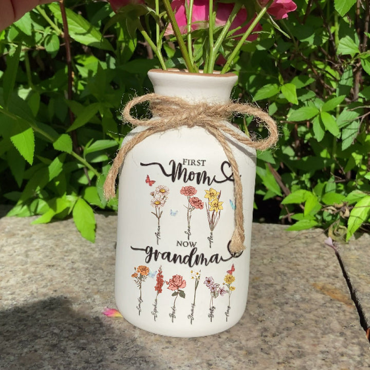Personalized First Mom Birth Month Flower Vase For Mother's Day Gift