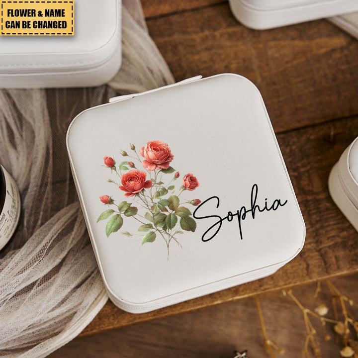 Personalized Name Flower Jewelry Box