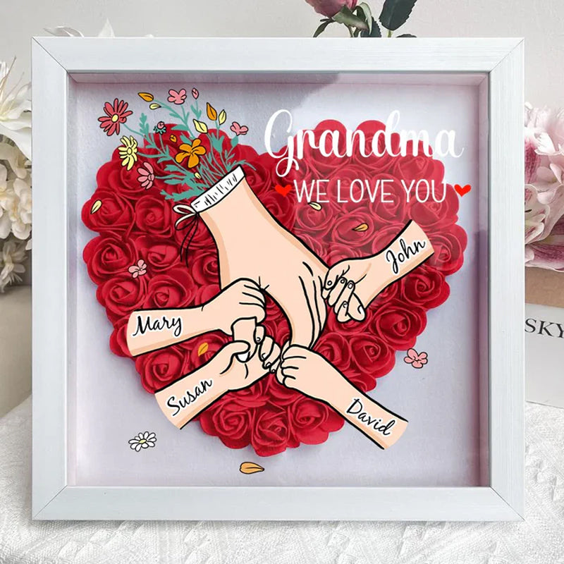Personalized Flower Shadow Box - We Love You Mommy Hand Holding