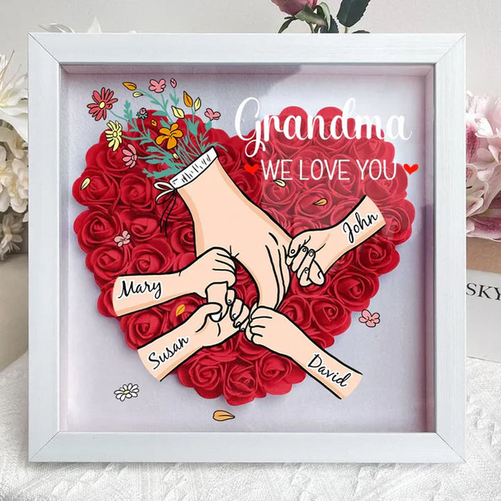 Personalized Flower Shadow Box - We Love You Mommy Hand Holding