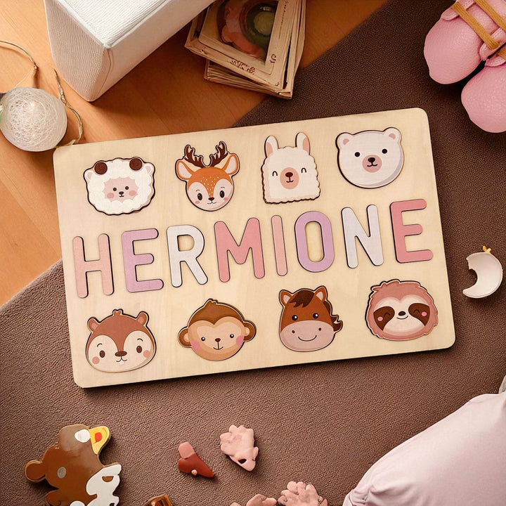 Wooden Animals Name Puzzle for Toddlers – Custom Educational Toy