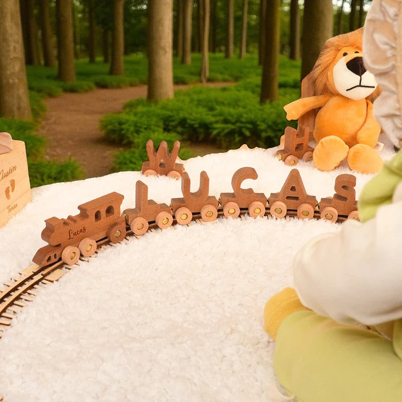 Personalized Wooden Name Train – Custom Puzzle Toy for Toddlers & Kids