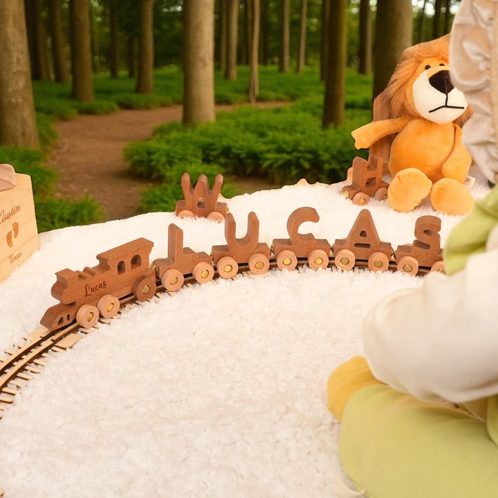 Personalized Wooden Name Train – Custom Puzzle Toy for Toddlers & Kids
