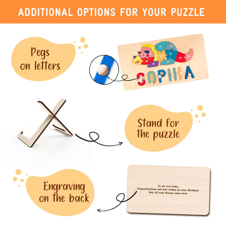 Animal Name Puzzle – Personalized Wooden Toddler Learning Toy