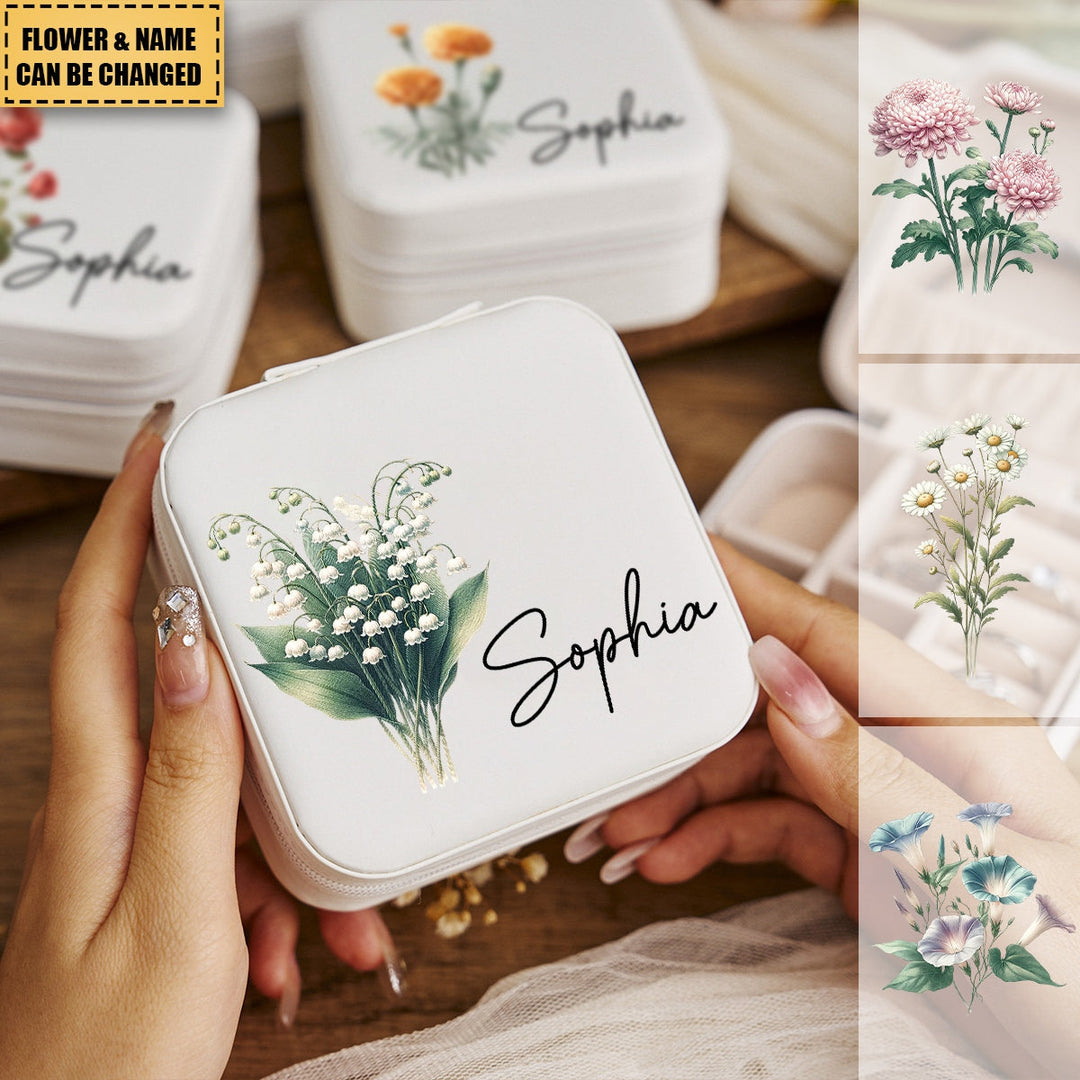 Personalized Name Flower Jewelry Box