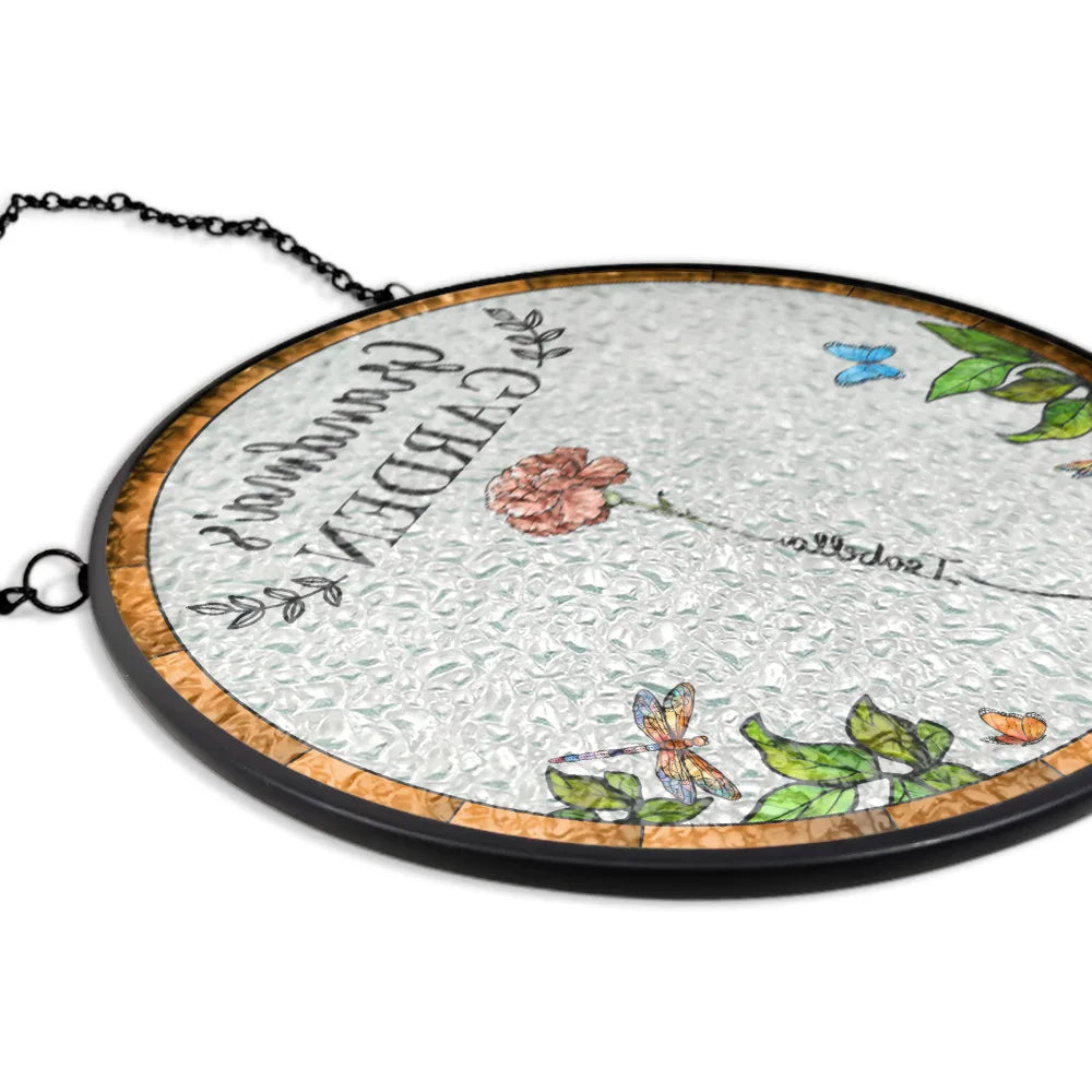 Personalized Stained Glass Window Hanging Suncatcher - Birth Flower Grandma's Garden