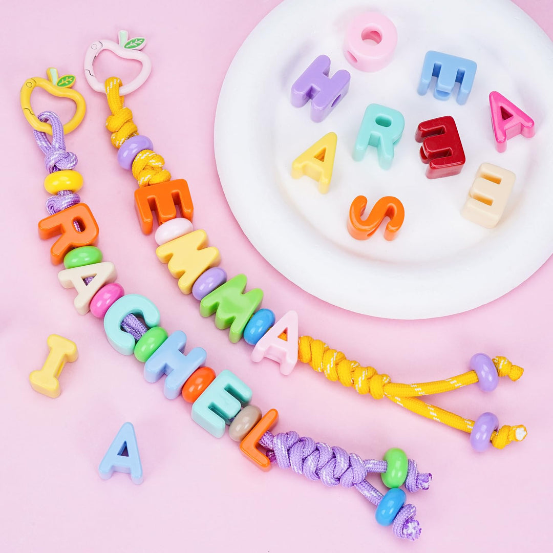 Custom letter keychains, DIY beaded backpack lanyards, back-to-school gifts for boys and girls