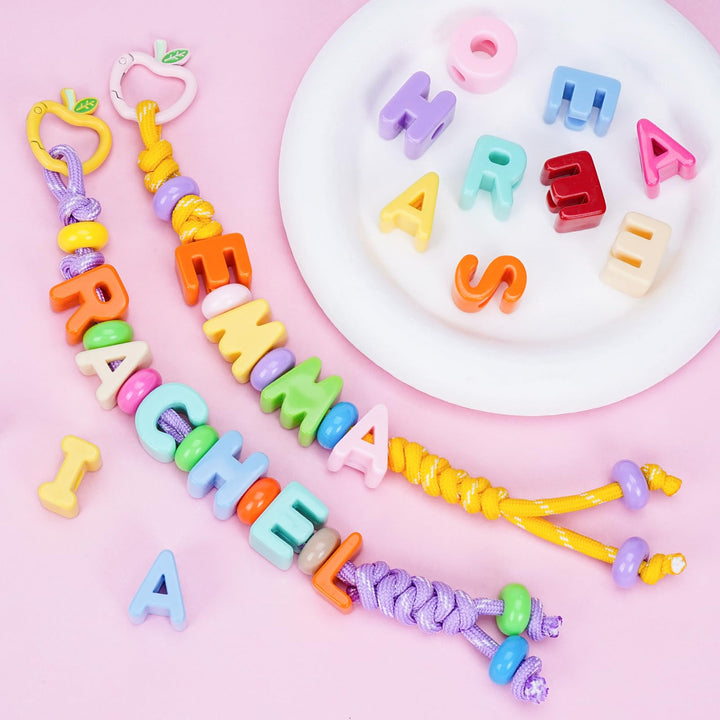 Custom letter keychains, DIY beaded backpack lanyards, back-to-school gifts for boys and girls