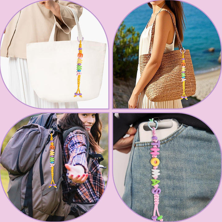 Custom letter keychains, DIY beaded backpack lanyards, back-to-school gifts for boys and girls