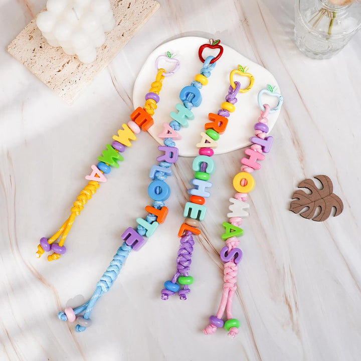 Custom letter keychains, DIY beaded backpack lanyards, back-to-school gifts for boys and girls