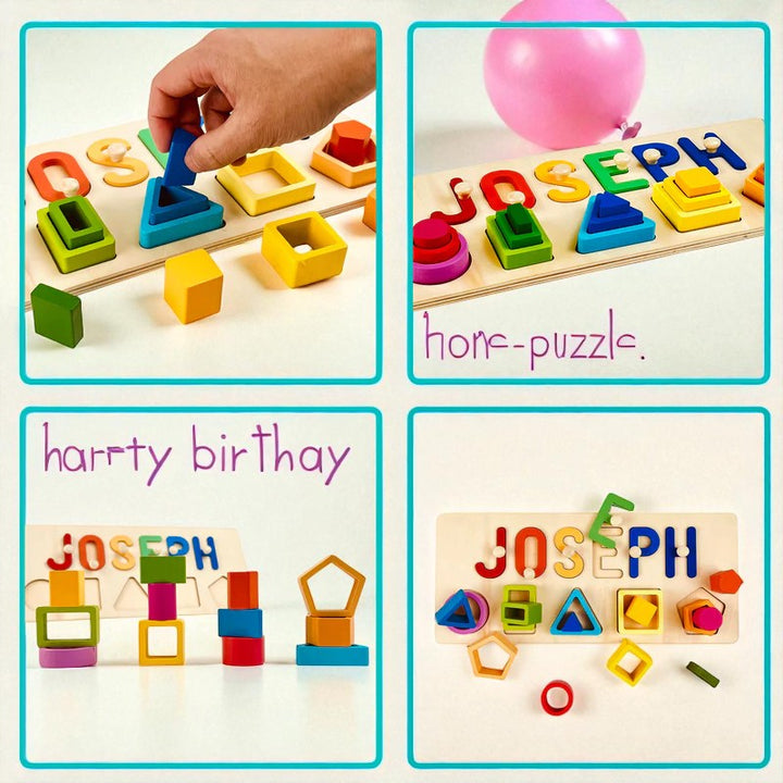 Personalized Baby Name Stacking Toy – Custom Wooden Montessori Gift for Toddlers