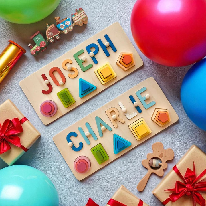 Personalized Baby Name Stacking Toy – Custom Wooden Montessori Gift for Toddlers