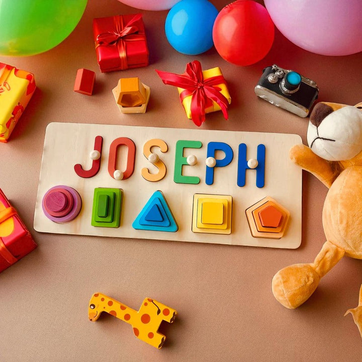 Personalized Baby Name Stacking Toy – Custom Wooden Montessori Gift for Toddlers
