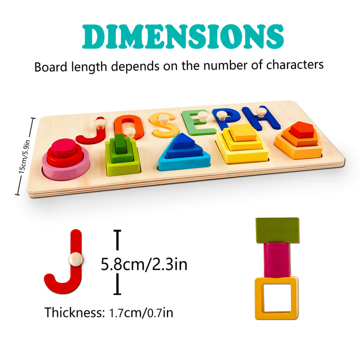 Personalized Baby Name Stacking Toy – Custom Wooden Montessori Gift for Toddlers