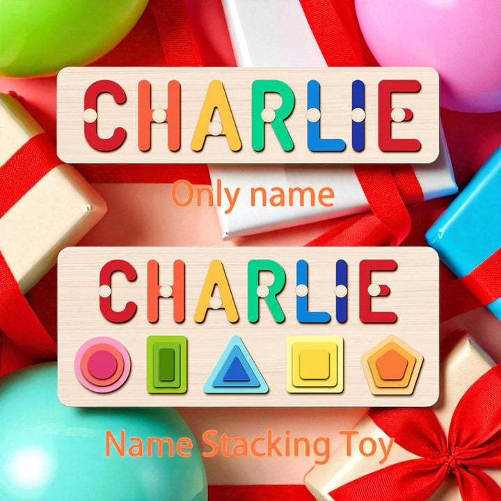 Personalized Baby Name Stacking Toy – Custom Wooden Montessori Gift for Toddlers