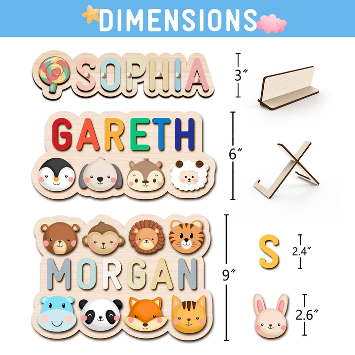 Personalized Wooden Name Puzzle with Outlined Letters – Custom Educational Baby Gift