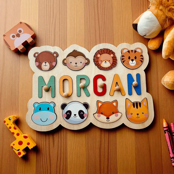 Personalized Wooden Name Puzzle with Outlined Letters – Custom Educational Baby Gift