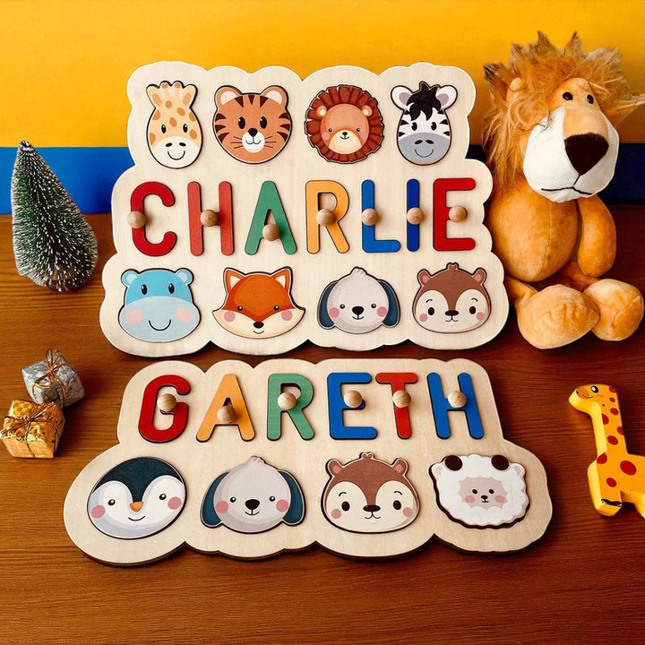 Personalized Wooden Name Puzzle with Outlined Letters – Custom Educational Baby Gift