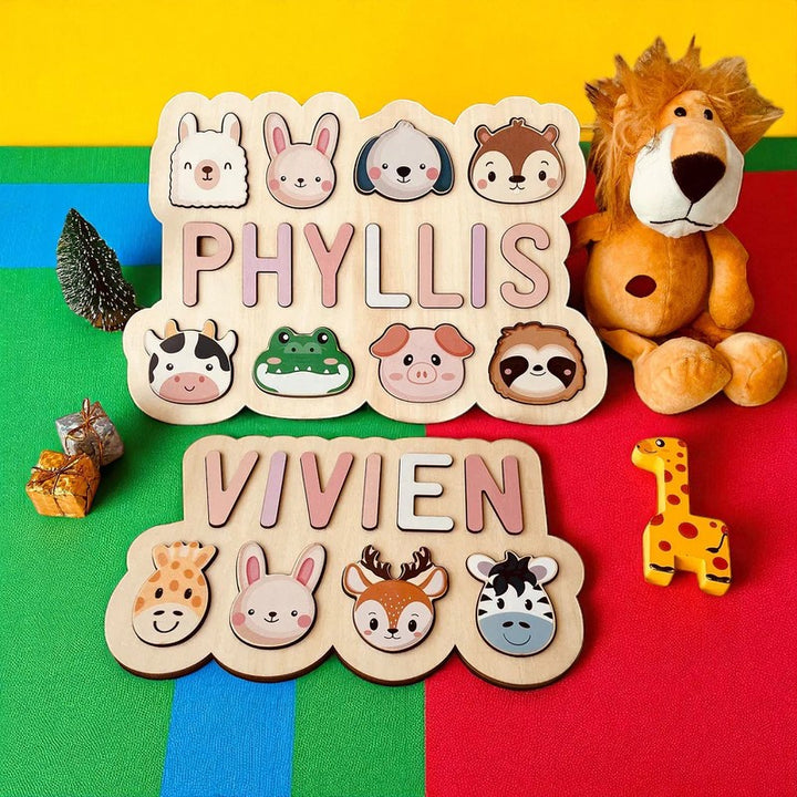 Personalized Wooden Name Puzzle with Outlined Letters – Custom Educational Baby Gift