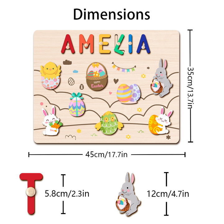 Easter Bunny & Egg Name Puzzle – Personalized Wooden Puzzle for Kids