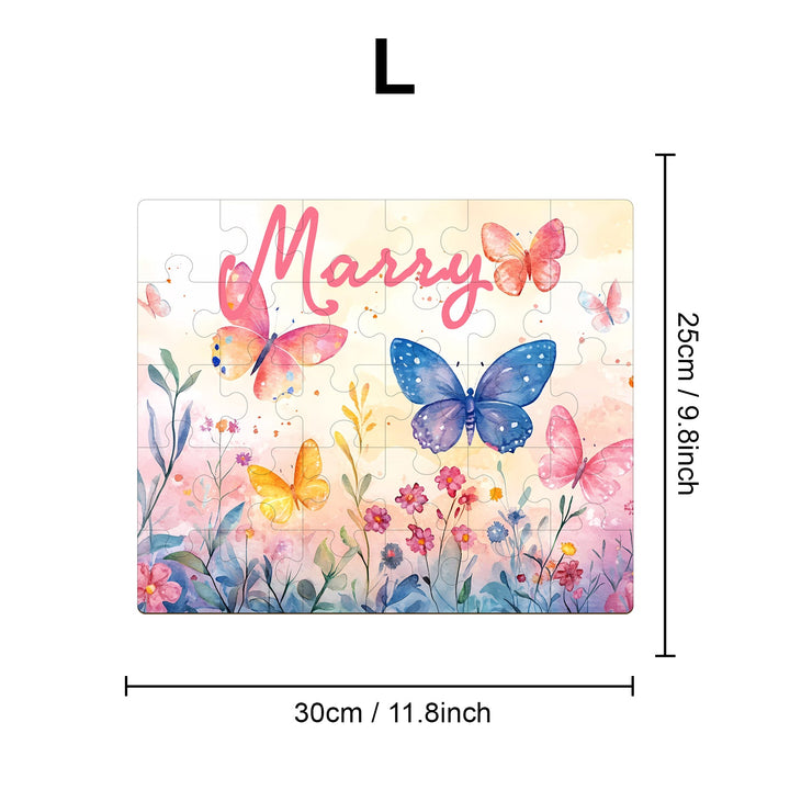 Personalized Butterfly Name Puzzle – Floral Wooden Puzzle Gift for Kids