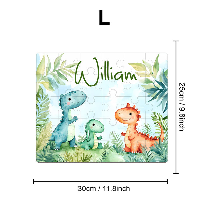 Personalized Dinosaur Name Puzzle – Custom Wooden Puzzle for Toddler Boys