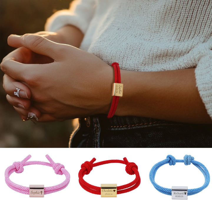 Personalized Family Metal Milanese Cord Bracelet