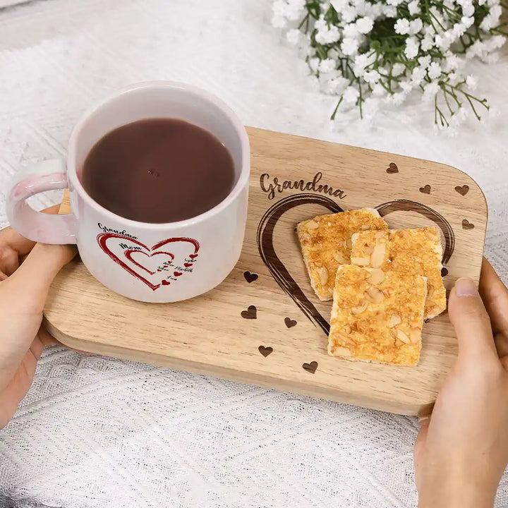Personalized Combo Marble Mug & Serving Board - Mom Grandma Sweethearts