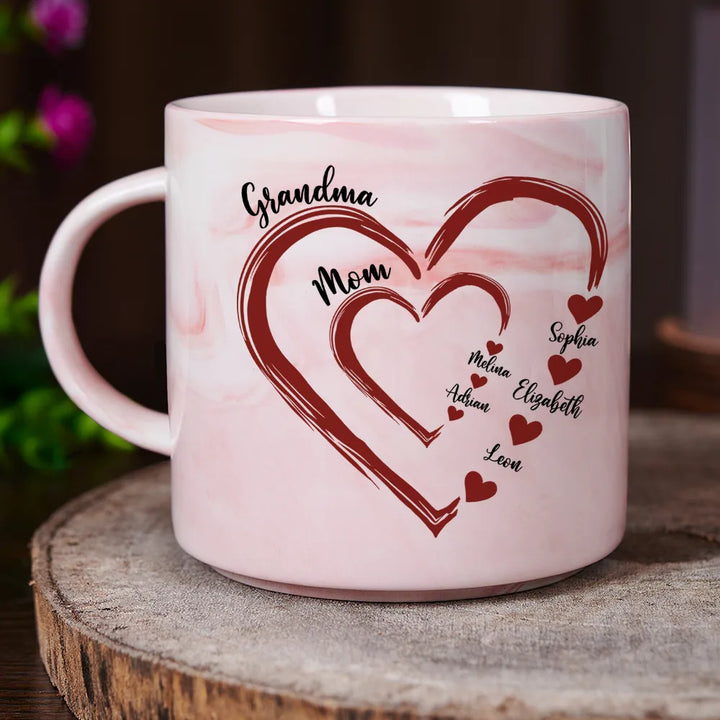Personalized Combo Marble Mug & Serving Board - Mom Grandma Sweethearts