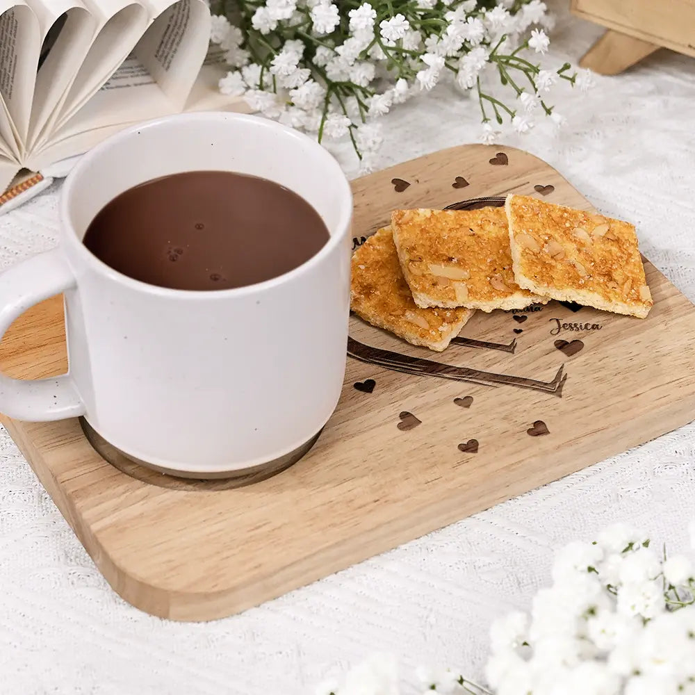 Personalized Serving Board With Cup Holder - Mom Grandma Sweethearts