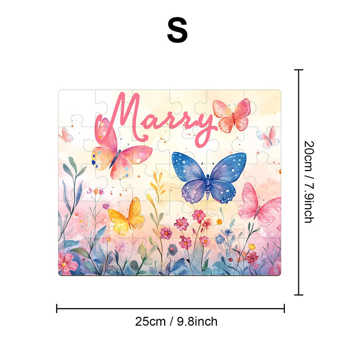 Personalized Butterfly Name Puzzle – Floral Wooden Puzzle Gift for Kids