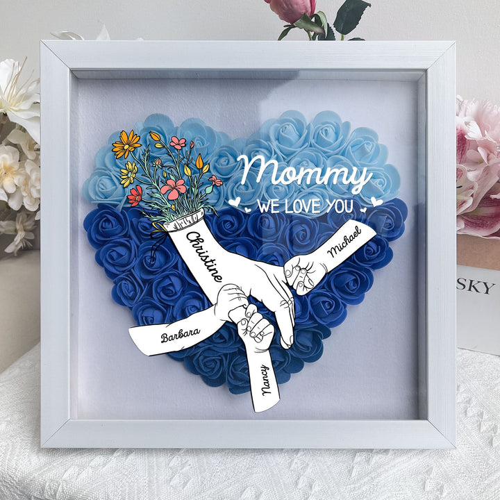Personalized Flower Shadow Box - We Love You Mommy Hand Holding
