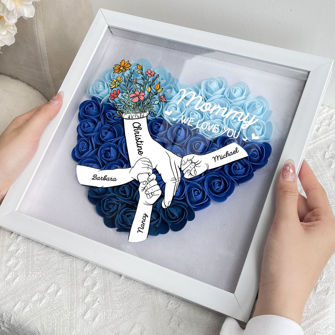 Personalized Flower Shadow Box - We Love You Mommy Hand Holding
