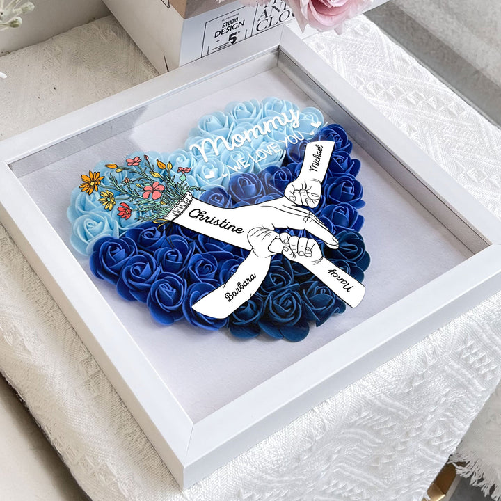 Personalized Flower Shadow Box - We Love You Mommy Hand Holding