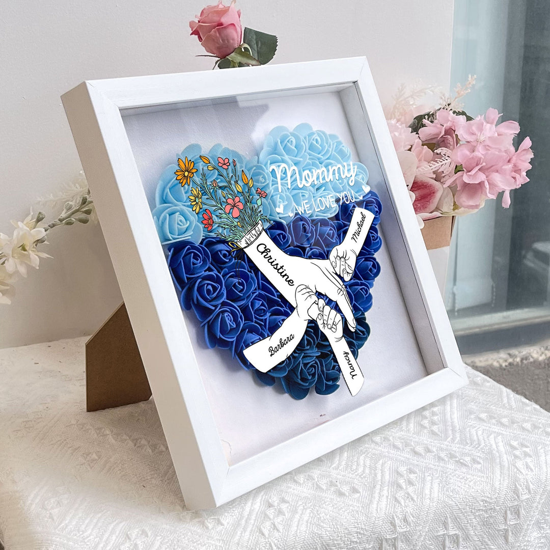 Personalized Flower Shadow Box - We Love You Mommy Hand Holding