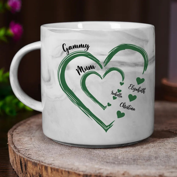 Personalized Marble Mug - Mom Grandma Sweethearts