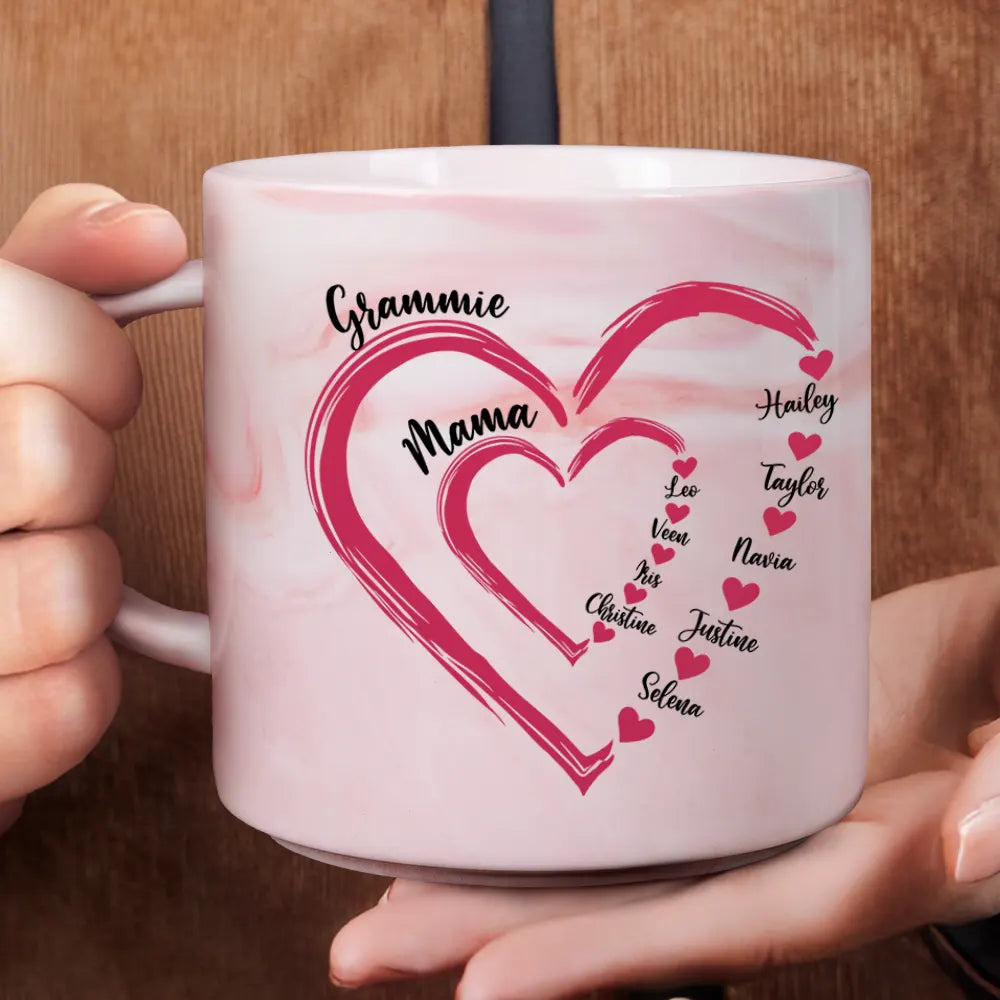 Personalized Marble Mug - Mom Grandma Sweethearts