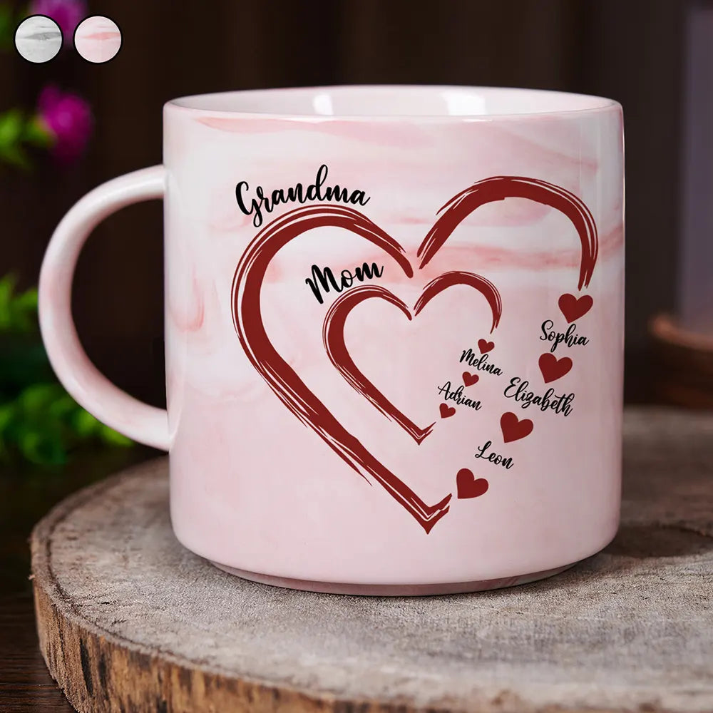 Personalized Marble Mug - Mom Grandma Sweethearts