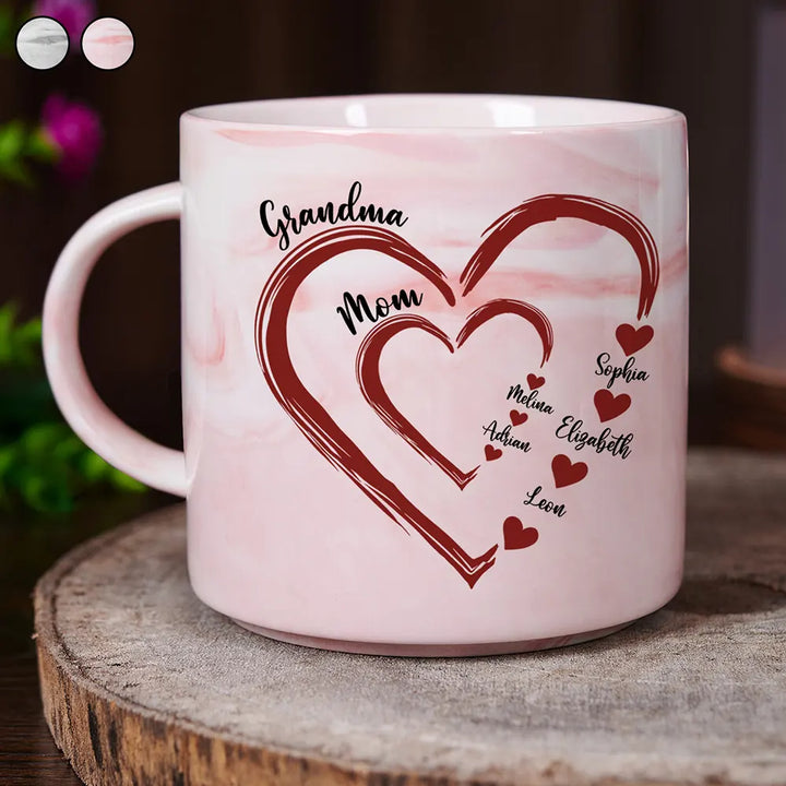 Personalized Marble Mug - Mom Grandma Sweethearts
