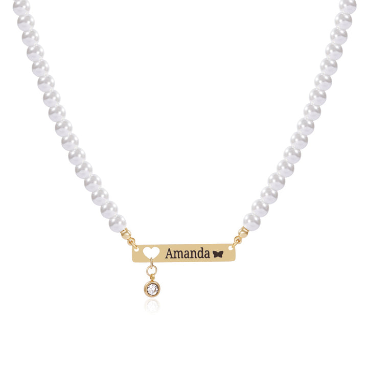 Personalized Baby Girl Name and Birthstone Pearl Necklace– A Keepsake That Shines with Love