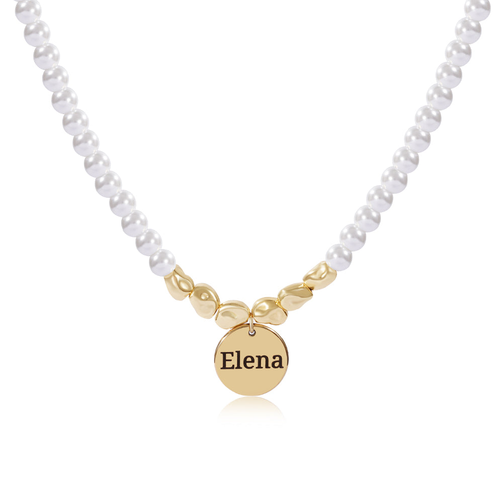 Personalized Name Charm Pearl Necklace