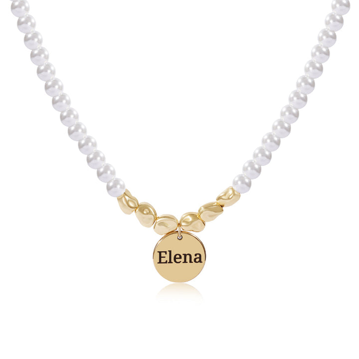 Personalized Name Charm Pearl Necklace