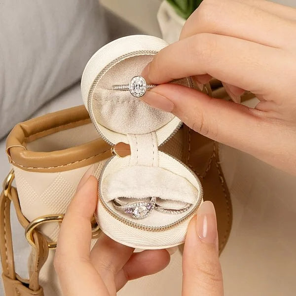 Personalized Birth Flower PU Leather Ring Holder Jewelry Box