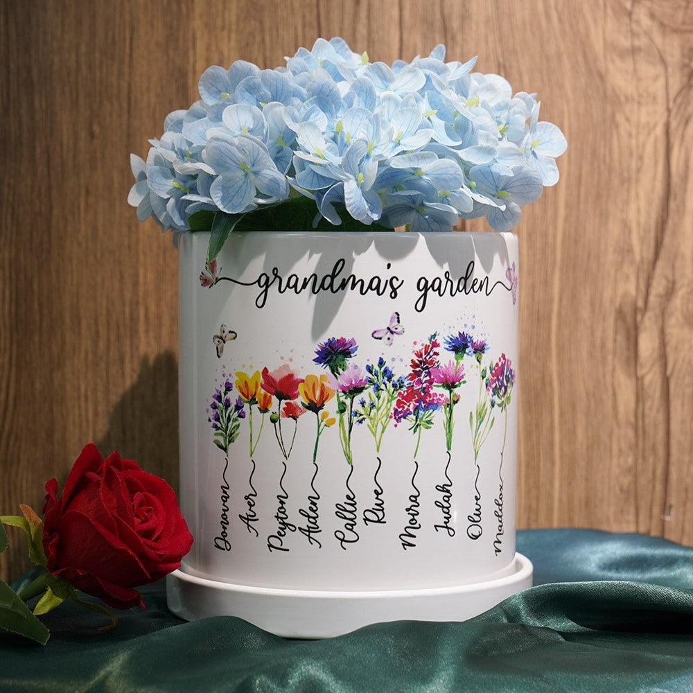 Personalized Grandma's Garden Birth Flower Pot