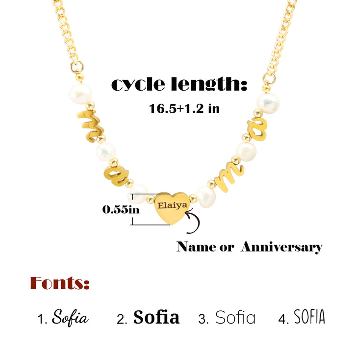 Personalized natural freshwater pearl necklace with MAMA letters