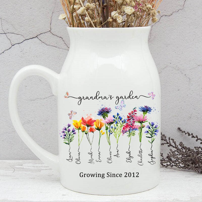 Family Personalized Custom Home Decor Flower Vase For Mom, Grandma
