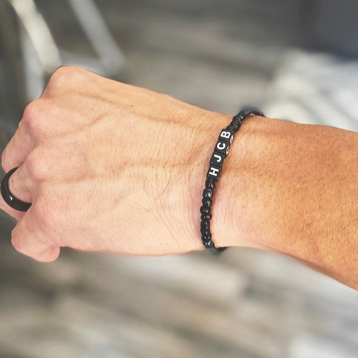 Personalized Men Beaded Name Bracelet