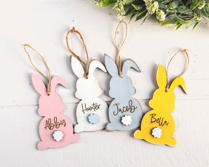 Personalized Wood Accessory for Spring Easter Bunny Name Tag