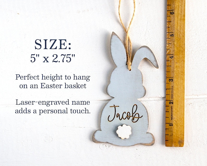 Personalized Wood Accessory for Spring Easter Bunny Name Tag